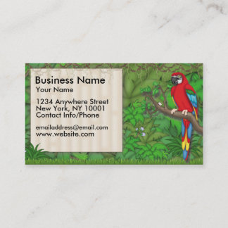 Visitenkarte-Dschungel-Spaß-Rot-Papagei Visitenkarte
