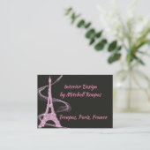 Visitenkarte Eiffelturm in rosa Imitate Diamanten (Stehend Vorderseite)