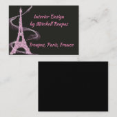 Visitenkarte Eiffelturm in rosa Imitate Diamanten (Vorne/Hinten)