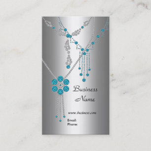 Visitenkarte Elegant Blaue Juwelen auf Silber