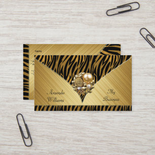 Visitenkarte Elegant Gold Juwel Schwarz Tier