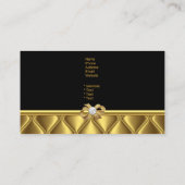 Visitenkarte Elegante Gold Bow Tile Schwarz (Rückseite)