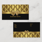 Visitenkarte Elegante Gold Bow Tile Schwarz (Vorne/Hinten)