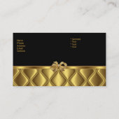 Visitenkarte Elegante Gold Bow Tile Schwarz (Rückseite)