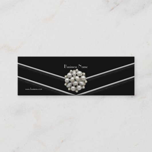 Visitenkarte Elegante Schwarz-weiß Pearl Jewel (Vorderseite)