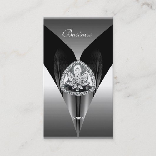 Visitenkarte Elegante Silver Black Chrome Elite 2a (Vorderseite)