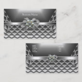 Visitenkarte Elegante Silver Box Bows Juwel (Vorne/Hinten)