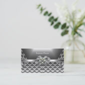 Visitenkarte Elegante Silver Box Bows Juwel (Stehend Vorderseite)