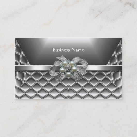 Visitenkarte Elegante Silver Box Bows Juwel (Vorderseite)