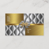 Visitenkarte Elegante Silver Gold BowsTile Trim (Rückseite)