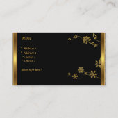 Visitenkarte Elegantes Schwarzes Flora Gold (Rückseite)