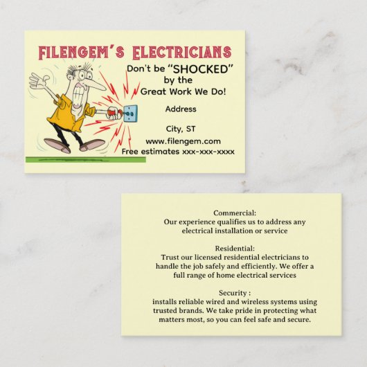 Visitenkarte „Elektriker“ (Vorne/Hinten)