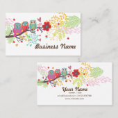 Visitenkarte - Eule, drei Eule, geblümter Rückgrat (Vorne/Hinten)