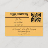 Visitenkarte Falafel Arabic Specialties honiggelb (Rückseite)