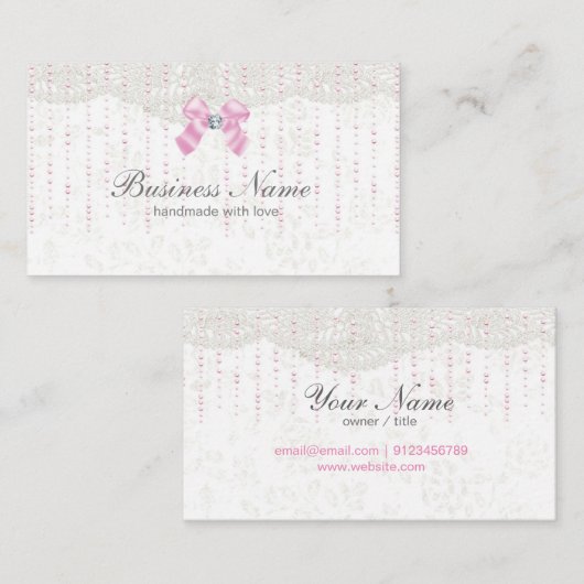 Visitenkarte - fantastisch, rosa Bogen, Spitze (Vorne/Hinten)