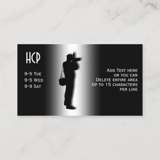 Visitenkarte Fotografie (Rückseite)