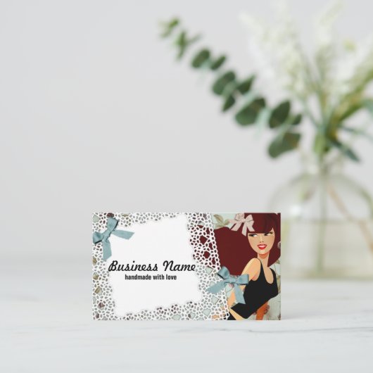 Visitenkarte - Frau, Mode, Mädchen, Haarbogen (Stehend Vorderseite)