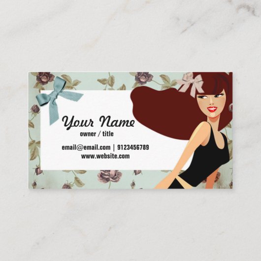 Visitenkarte - Frau, Mode, Mädchen, Haarbogen (Rückseite)