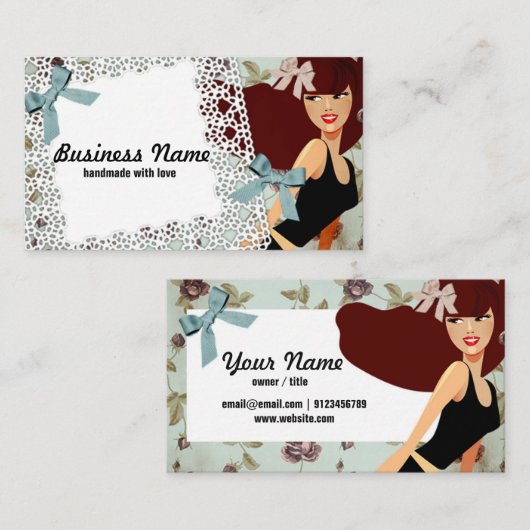 Visitenkarte - Frau, Mode, Mädchen, Haarbogen (Vorne/Hinten)