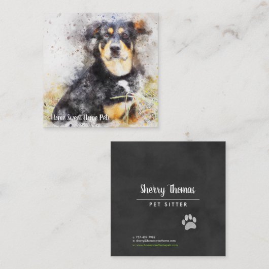 Visitenkarte für Aquarellhunde (Vorne/Hinten)