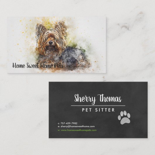 Visitenkarte für Aquarellhunde (Vorne/Hinten)