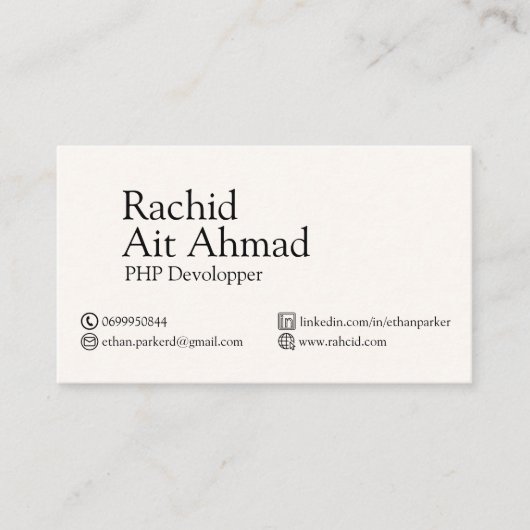 Visitenkarte für Arbeitslose, Arbeitssuchende (Vorderseite)