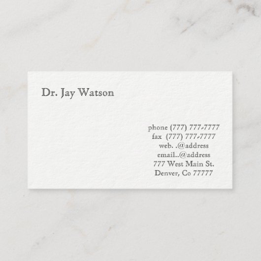 Visitenkarte für Ärzte (Rückseite)