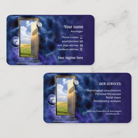 Visitenkarte für Astrologen (Vorne/Hinten)