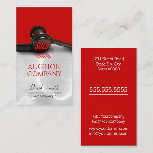 Visitenkarte für Auktionshäuser (Vorne/Hinten)