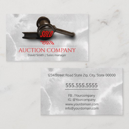Visitenkarte für Auktionshäuser (Vorne/Hinten)