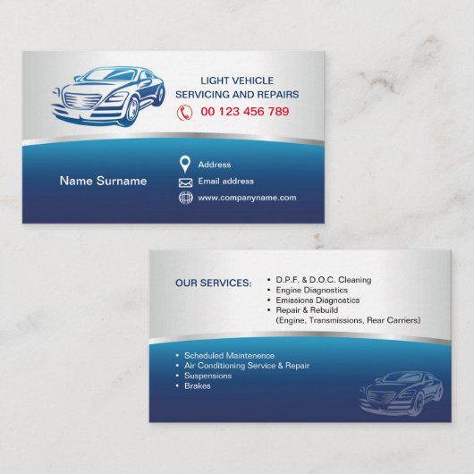 Visitenkarte für Auto (Vorne/Hinten)