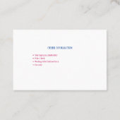 Visitenkarte für Babysitter (Rückseite)