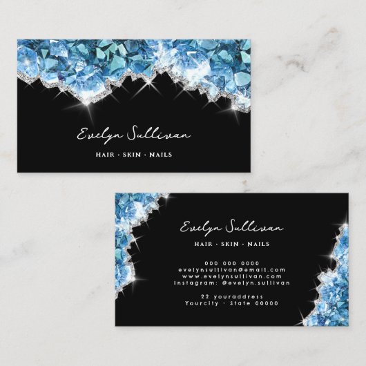 Visitenkarte für blaue Kristalle (Vorne/Hinten)