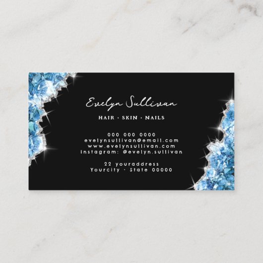 Visitenkarte für blaue Kristalle (Rückseite)