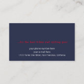 Visitenkarte für blaues Fahrrad mit rotem Fahrrad (Rückseite)