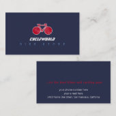 Visitenkarte für blaues Fahrrad mit rotem Fahrrad (Vorne/Hinten)