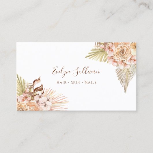 Visitenkarte für Boho Peach-Blume (Vorderseite)