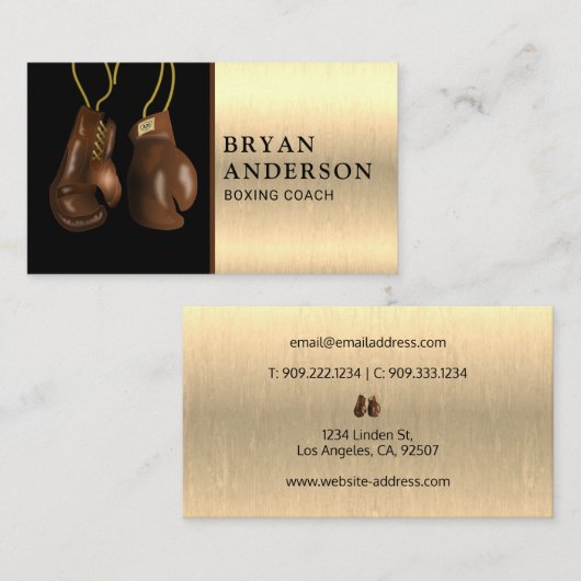 Visitenkarte für Boxhandschuhe (Vorne/Hinten)