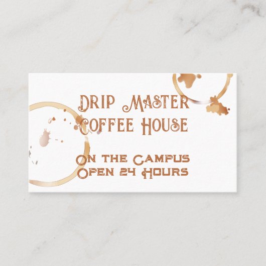 Visitenkarte für Coffeeshops mit Kaffeeflecken (Vorderseite)