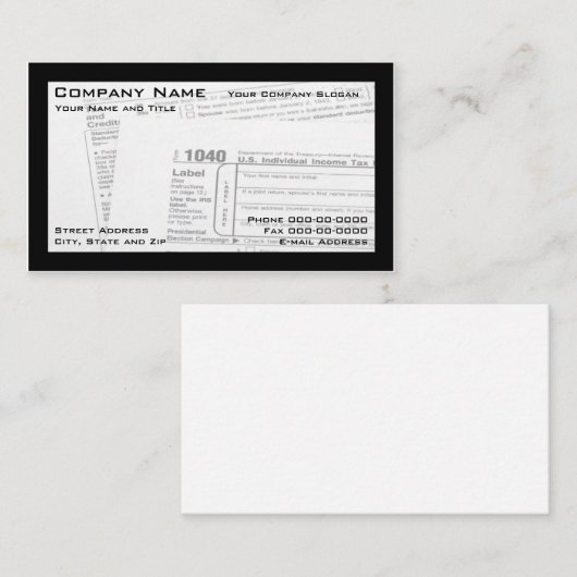 Visitenkarte für das Bundesstaatliche Steuerformul (Vorne/Hinten)