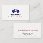 Visitenkarte für den Cycle Store mit Fahrrad (Vorne/Hinten)