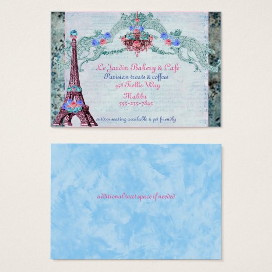 Visitenkarte für den Eiffelturm in Rosa und Blau d (Vorne & Hinten)
