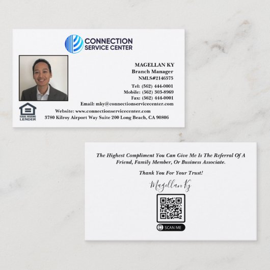 Visitenkarte für den Kreditnehmer (Vorne/Hinten)