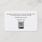 Visitenkarte für den Kreditnehmer (Rückseite)