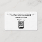 Visitenkarte für den Kreditnehmer (Rückseite)