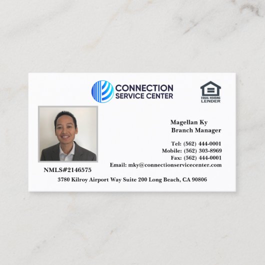 Visitenkarte für den Kreditnehmer (Vorderseite)