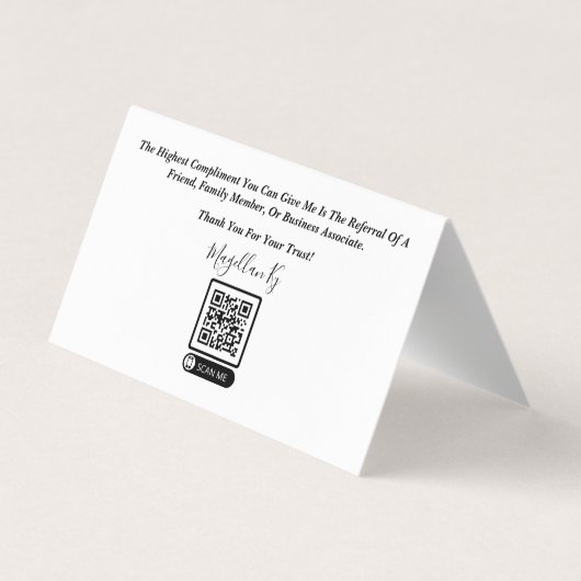 Visitenkarte für den Kreditnehmer Visitenkarten (Rückseite)