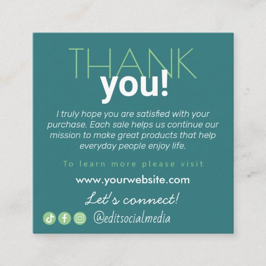 Visitenkarte für den Kunden Begleitkarte (Vorderseite)