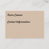 Visitenkarte für den persönlichen Koch (Rückseite)