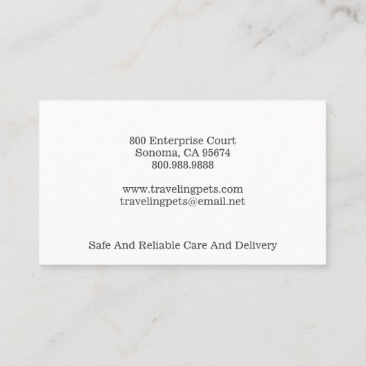 Visitenkarte für den Pet Course (Rückseite)